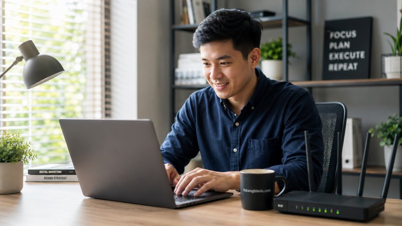 Perbandingan internet rumah vs internet bisnis untuk UMKM rumahan.